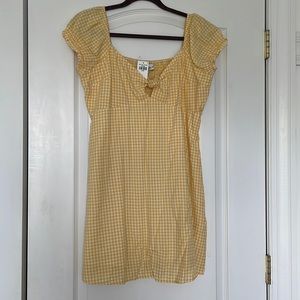 Hollister Short Sleeve Yellow and White Gingham Checkered Dress Size Large